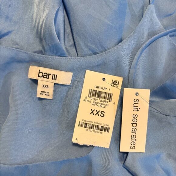 Bar III Women's Blue Satin Spaghetti-Strap Scoop-Neck Lined Camisole NWT - Picture 6 of 7